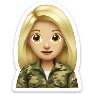 Blonde girl in camo  sticker