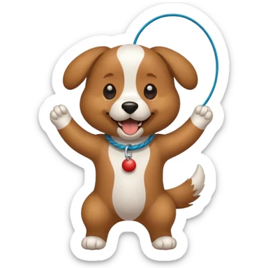 dog playing with a string toy sticker