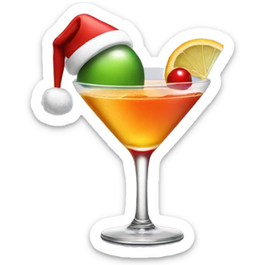 cocktail with a santa hat  sticker