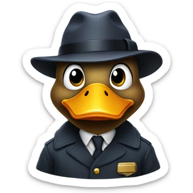 Duck dressed as a detective sticker