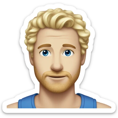 3/4 profile light curl blonde 30yo man blue eyed pale skin sticker