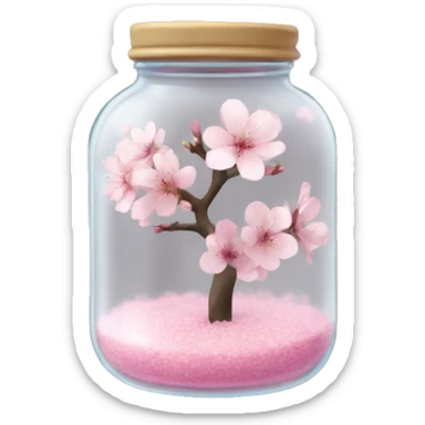 Realistic sakura in a transparent jar sticker