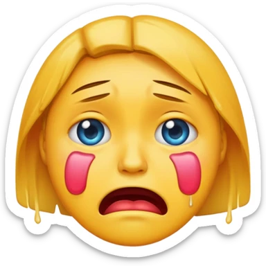 emoji representing 'Awful', distressed crying face, vibrant colors sticker