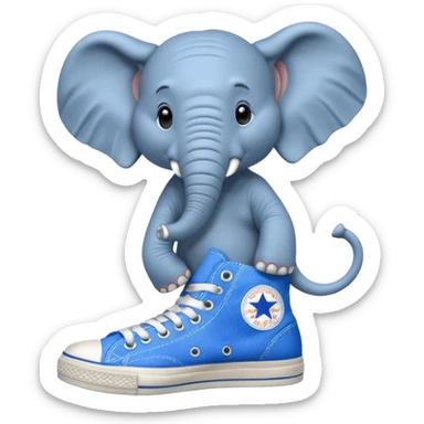 Elephant wearing blue converse tennis shoes sticker