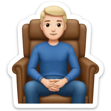 Guy in a chair asking sticker