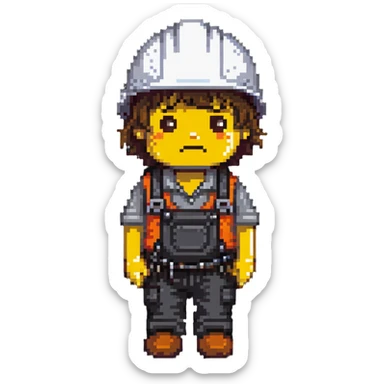 sad construction worker sticker