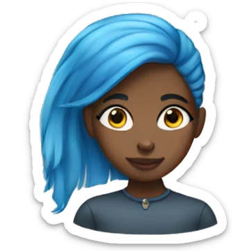 Black girl with blue hair being quiet sticker
