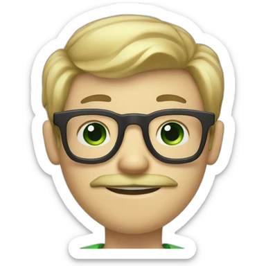 blonde boy with mustache and beard on his chin green eyes and glasses and who is winking one eye sticker