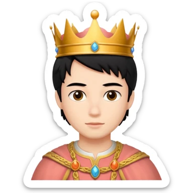 black hair young king and peach sticker
