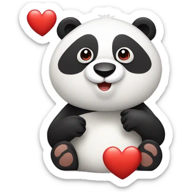 Oso panda con un corazón que diga te amo sticker