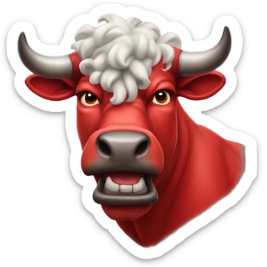 Red anthropomorphic brutal bull sticker