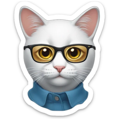 The cat with glasses shows the fact sticker