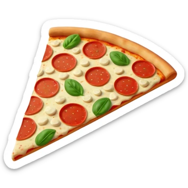 Italian cuisine HUMANLESS avatar in bright emoji-style illustration. Pizza slice or pasta, red green colors, simple shapes, flat design, cheerful and expressive. sticker