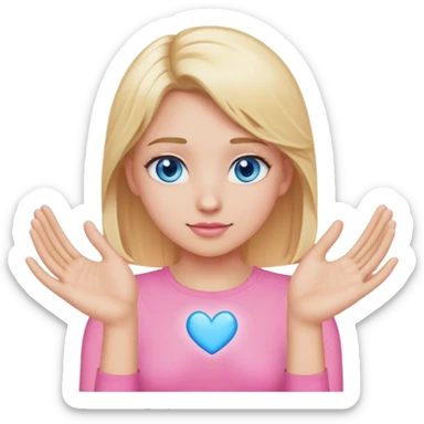 Blonde hair heart hands emoji pink top blue eyes  sticker