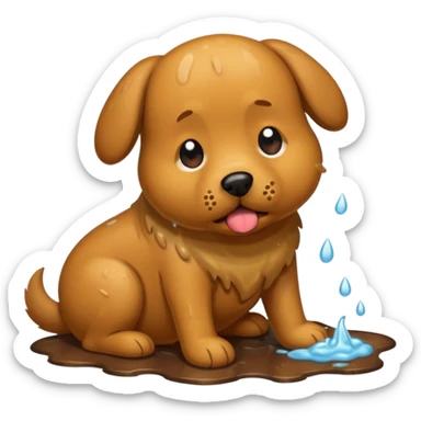 the dog is vomiting on the floor sticker