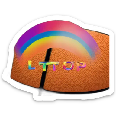 Raimbow basketball whith text 'lgbtqia++' written on it sticker