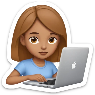 Light brown girl doing work on the laptop  sticker