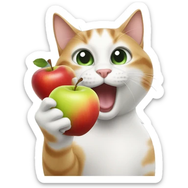 Cat flipping off an apple sticker