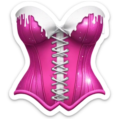 Hot pink corset and bikini bottom with glitter with white paint dripping sticker