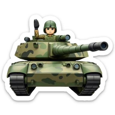 Leopard 2A7 (2021) – Cinematic-realistic Leopard 2A7 tank, its sleek, dark-green camo frame moving through a dense forest. The tank commander peers through binoculars as the 120mm gun elevates slightly, its thick armor reflecting the flickering light of an overcast sky, while rain drips off its reinforced turret. sticker