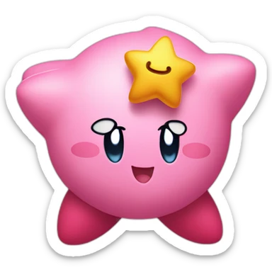 cute happy Kirby jumping on a star sticker