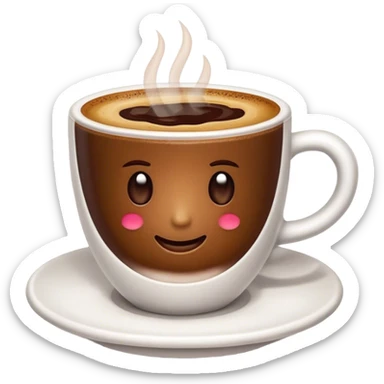 Cinematic Realistic Turkish Coffee Drink Emoji, depicted as a small cup of strong, aromatic coffee with thick foam rendered with detailed textures and warm, inviting lighting. sticker
