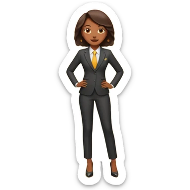 black woman in a smart suit and shoes, smiling hands on hips emoji style sticker