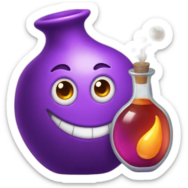 purple magic potion with the letter p written on it sticker
