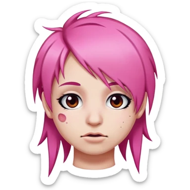 emo emoji pink hair facial piercings sticker