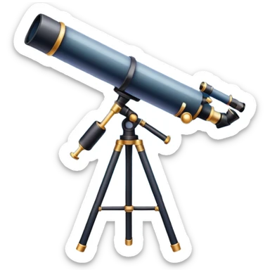 An icon featuring a telescope, stars, and a planet, symbolizing astronomy. The design includes a crescent moon, distant galaxies, and constellations, representing the study of space and celestial bodies. Transparent background highlights the exploration of the universe and cosmic phenomena. sticker