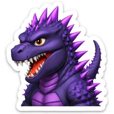 Godzilla black, purple spikes sticker