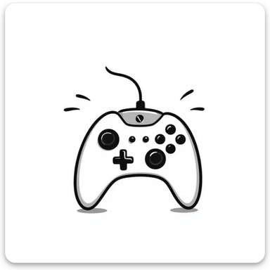 A hand-drawn sketch of a joystick controller with action lines sticker