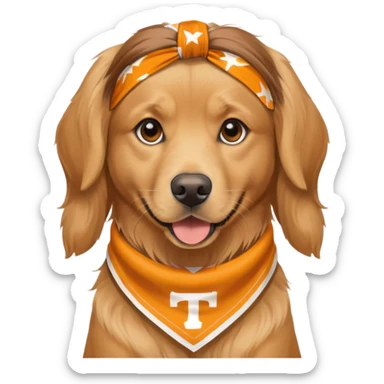 Golden retriever wearing a Tennessee bandana with brown hair and eye Tennessee cheerleader  sticker