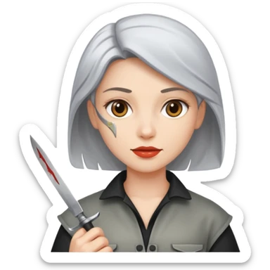 Woman with a knife sticker