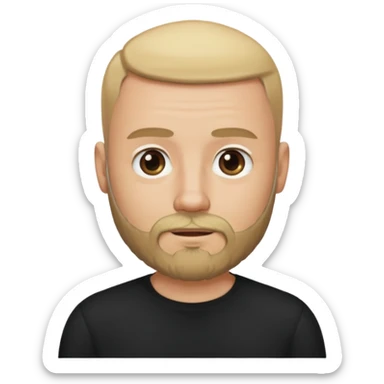 Bearded bald blonde man black shirt sticker