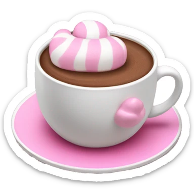 Hot chocolate with pink marshmallow ￼ sticker
