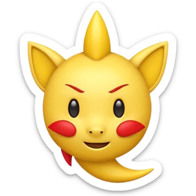 yellow emoji with red cheeks and pointy ears, small lightning bolt tail, 3D emoji style, 1:1
 sticker