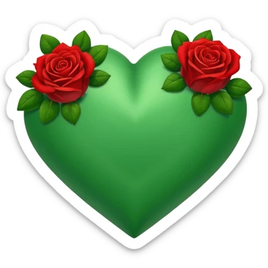 Green Heart with roses sticker