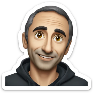 Eric Zemmour taking a selfie with a black person sticker