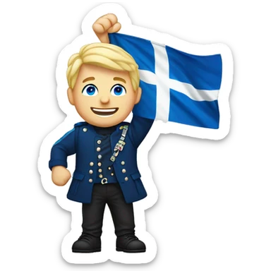 Male with blonde hair and blue eyes waving hand smiling with a Scotland flag 🏴󠁧󠁢󠁳󠁣󠁴󠁿  sticker