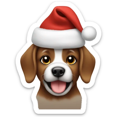 Generate a cute brown Christmas dog sticker