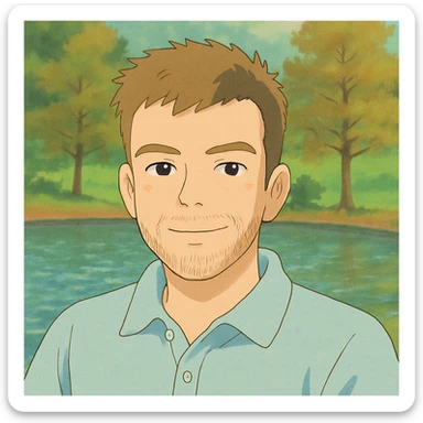 Transform this portrait into a Ghibli style illustration, keeping the background soft and natural. sticker