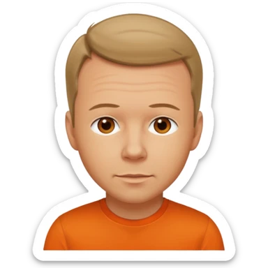 Donnie Wahlberg brown eyes,dark blonde hair, orange shirt  sticker