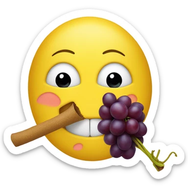 face eating a yellow stick with 2 grapes on the end  sticker