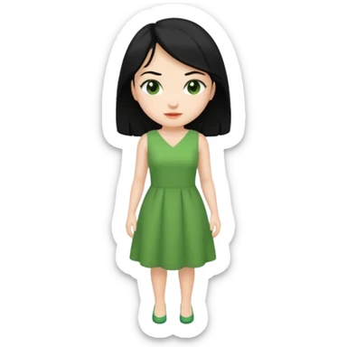 green dress black hair sticker