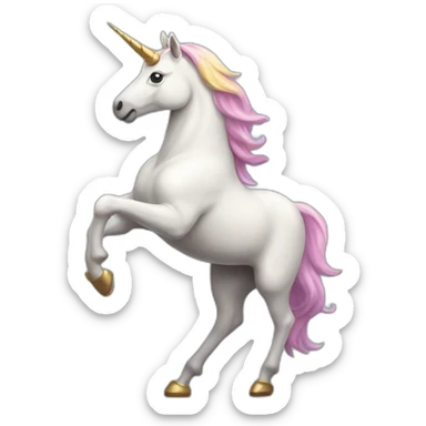 A unicorn standing on its two hind legs sticker