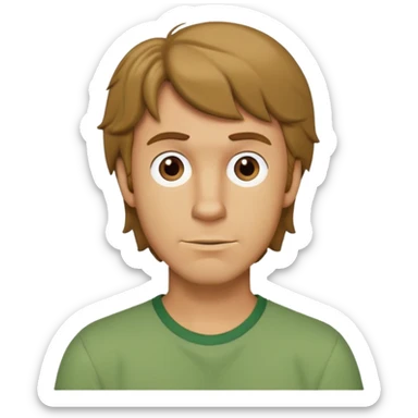 shaggy rogers caucasian man, dark blonde, brown eyes, green shirt from scooby doo sticker