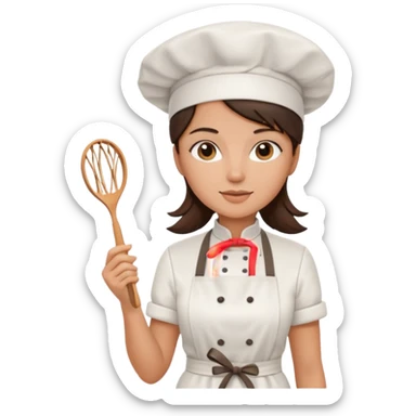 A brunette woman chef making Square wafers  sticker