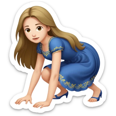 a young woman on all fours, crawling like a bitch. sticker