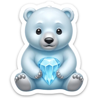 crystal polar bear character, icy crystal body, soft blue glow, cute but powerful, 3D cartoon, mobile game icon style, clean background, no text, no watermark



 sticker